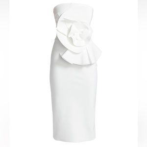 Chiara Boni La Petite Robe Hebe Strapless Ruffle Sheath Dress Size 16 NWT